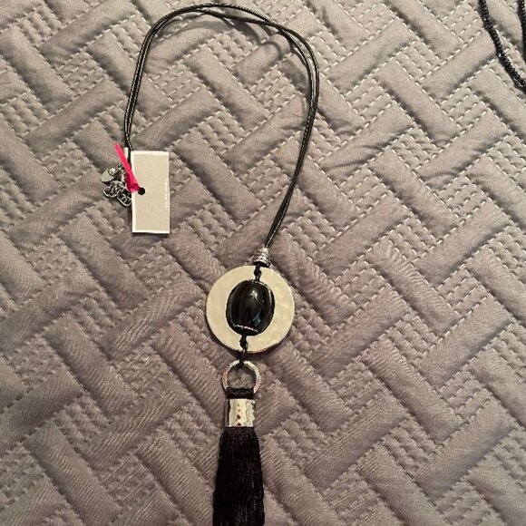 Hallmark Jewelry - 🤑 🤑 ANY 2 FOR $8 OR 3 FOR $10 -  STATEMENT PENDANT - NWT - BLACK ROPE/SILVER